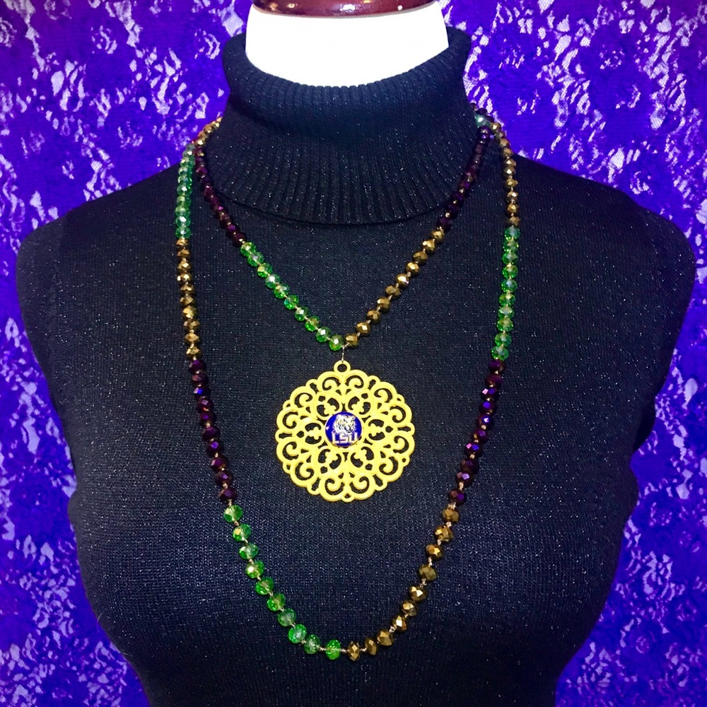 LSU 60” Multi-Color Mardi Gras Crystal Necklace